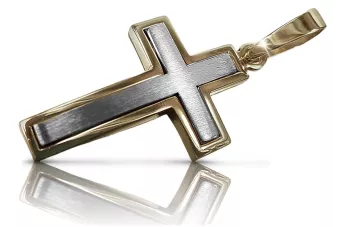 Złoty krzyż Katolicki 14k 585 zawieszka krzyżyk z Jezusem żółte białe złoto ctc026yw