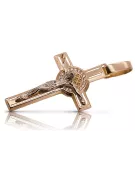 Krzyż Katolicki z czerwonego złota14k 585 z Jezusem ctc027r