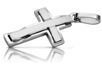 Krzyżyk Katolicki z białego złota 14k 585 zawieszka ctc095w