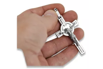 Kryžiaus pakabukas su Jėzumi iš balto 14k 585 aukso ctc096w Auksinis katalikų kryžius