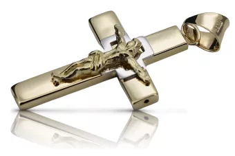 Auksinis kryžius Katalikų 14k 585 pakaba kryžius su Jėzumi geltonas baltasis auksas ctc097yw