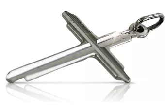 Katolícky kríž z bieleho zlata 14k 585 traťovej dráhy s Jesusom CTC099W