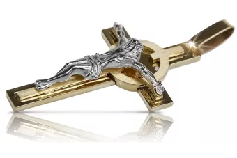 Итальянский желтый wihite 14k 585 золото Католический крест ctc049wy