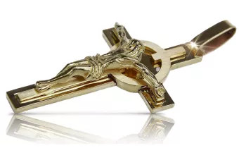 الصليب الذهبي الكاثوليكي 14k 585 معلقة الصليب مع يسوع الذهب الأصفر ctc049y