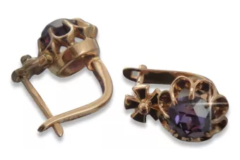 Vintage náušnice s 14k 585 růžové zlato VEC043 Alexandrite Rubin Emaragd Sapphire ...