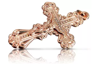 Rose rose russe rouge or 14 carats croix orthodoxe oc002r