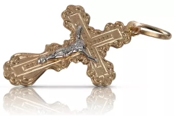 الصليب الذهبي الأرثوذكسية 14k 585 معلقة الصليب الأحمر الذهب الأبيض oc002rw