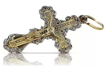Италиански жълт 14k 585 златен православен кръст oc002wy