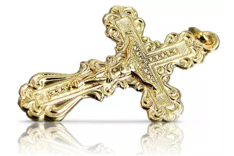 Италиански жълт 14k 585 златен православен кръст oc002y
