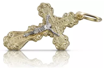 Cruz ortodoxa italiana amarilla 14k 585 oro oc002yw