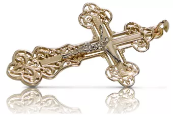 Galben italian 14k 585 aur cruce ortodoxă oc003y