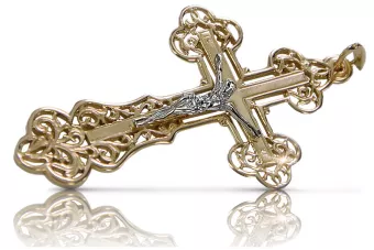 Итальянская желтая 14к 585 золото Православный крест oc003yw