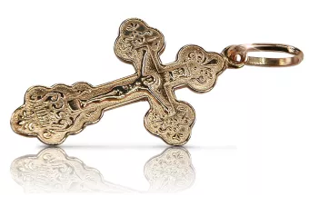 Ortodoxní kříž z růžové 14k zlato 585 oc004r přívěsek