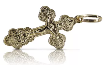 Amarillo 14k 585 oro cruz ortodoxa oc004y