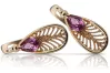 Vintage rose pink 14k 585 gold amethyst earrings vec067 Vintage