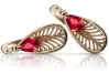 Vintage rose pink 14k 585 gold ruby earrings vec067 Vintage