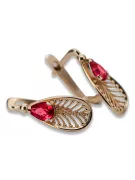 Vintage rose pink 14k 585 gold ruby earrings vec067 Vintage