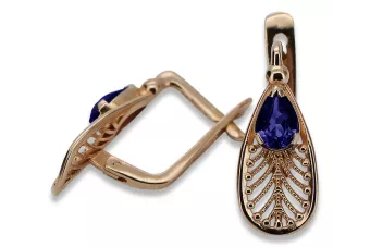 copy of Russische Sowjetische Rose Pink 14k 585 Gold Ohrringe vec033 Alexandrit Rubin Smaragd Saphir ...