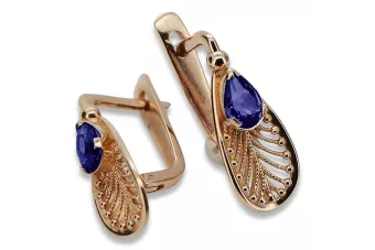 copy of Russische Sowjetische Rose Pink 14k 585 Gold Ohrringe vec033 Alexandrit Rubin Smaragd Saphir ...