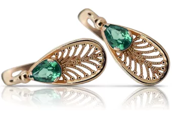 copy of Ruso soviético rosa rosa 14k 585 pendientes de oro vec033 alejandrita rubí esmeralda zafiro ...