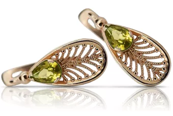 copy of Ruso soviético rosa rosa 14k 585 pendientes de oro vec033 alejandrita rubí esmeralda zafiro ...