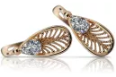 Vintage rose pink 14k 585 gold zircone earrings vec067 Vintage