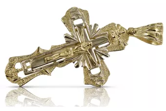 Russische Rose Sowjetisch Italienisch gelb 14k 585 gold Orthodoxes Kreuz oc010y