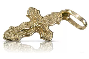 Amarillo italiano 14k 585 oro Cruz ortodoxa oc014y