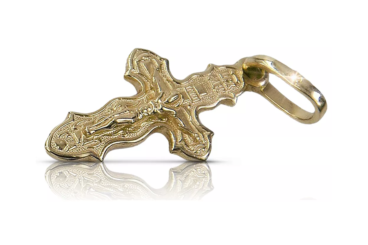 Italienisch Gelb 14k 585 Gold Orthodoxes Kreuz oc014y