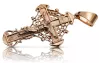 14K Rose Gold Orthodox Cross Pendant Unisex 46x28mm