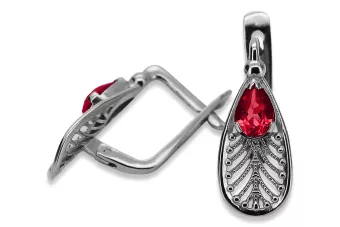 Vintage Rusijos Vintage sidabriniai auskariai 925 su rubinu vec067s Vintage