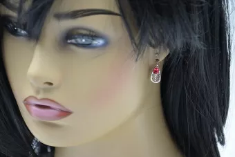 Vintage Rusijos Vintage sidabriniai auskariai 925 su rubinu vec067s Vintage