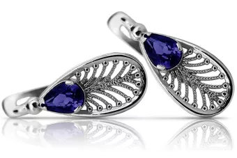 Vinobraní Robyjskie vinobraní Silver 925 náušnice s Sapphire Vec067S vinobraní