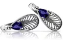 Vintage Vintage 925 Silver sapphire earrings vec067s Vintage