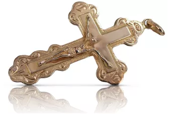 Zlatý ortodoxný kríž 14k 585 s červeným ružovým zlatým OC013