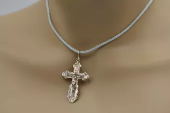 Ortodoksinis aukso kryžius 14k 585 iš raudono rožinio aukso oc017rw