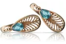 Vintage silver rose gold plated 925 aquamarine earrings vec067 Vintage