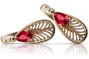 Vintage silver rose gold plated 925 ruby earrings vec067 Vintage