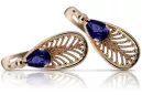 Vintage silver rose gold plated 925 sapphire earrings vec067 Vintage
