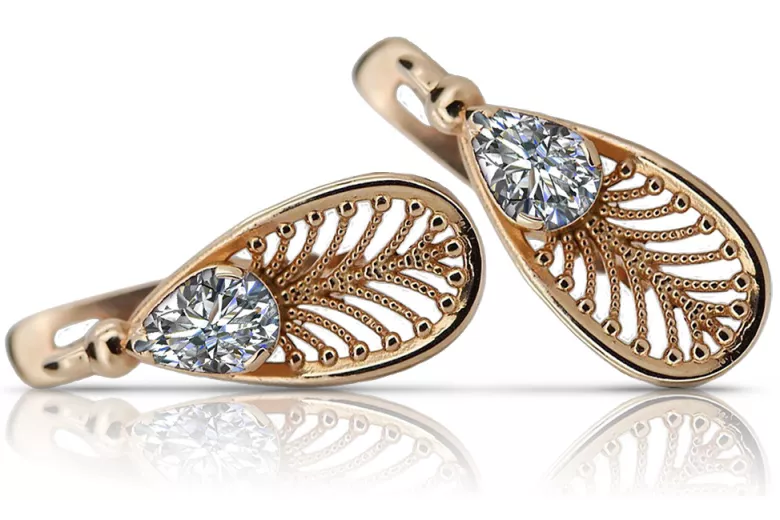 Vintage silver rose gold plated 925 zircone earrings vec067 Vintage