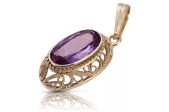 Vintage rose 14k 585 gold amethyst pendant vpc014 Vintage