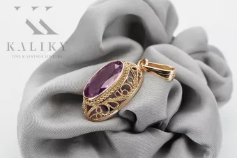 Vintage rose 14k 585 gold amethyst pendant vpc014 Vintage