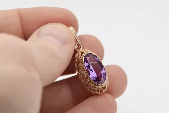 Vintage rose 14k 585 gold amethyst pendant vpc014 Vintage