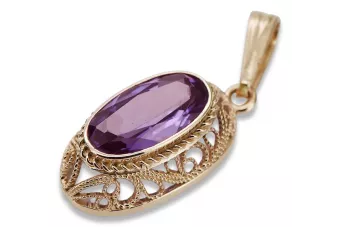 Vintage rose 14k 585 gold amethyst pendant vpc014 Vintage