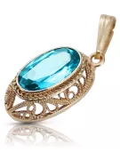 Vintage rose 14k 585 gold aquamarine pendant vpc014 Vintage