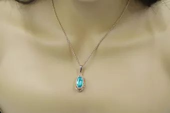 Vintage rose 14k 585 gold aquamarine pendant vpc014 Vintage