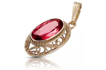 Vintage rose 14k 585 gold ruby pendant vpc014 Vintage