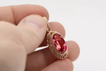 Vintage rose 14k 585 gold ruby pendant vpc014 Vintage