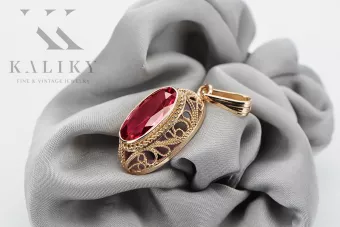 Vintage rose 14k 585 gold ruby pendant vpc014 Vintage