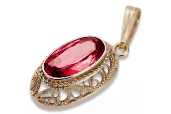 Vintage rose 14k 585 gold ruby pendant vpc014 Vintage